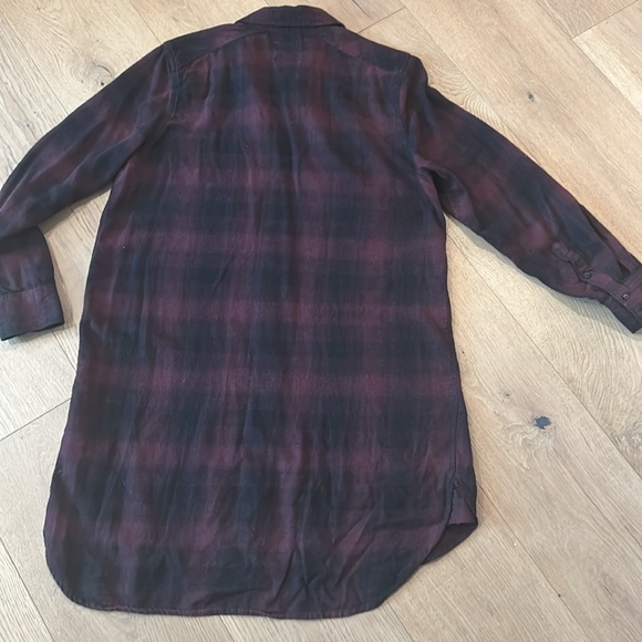 Burgundy and Black plaid flannel button down shirt - Picture 7 of 8